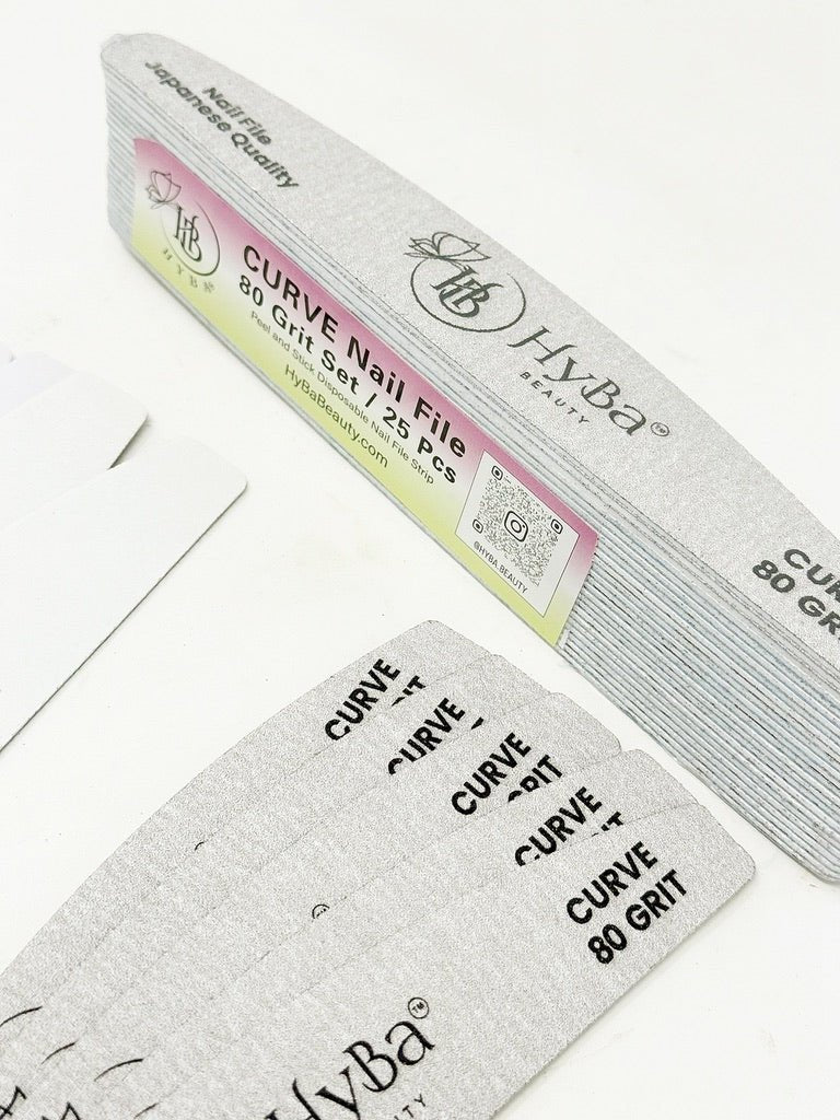 CURVE Nail File 80 Grit Refill Set/25 Pcs - HYBA BEAUTY